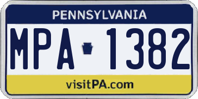 PA license plate MPA1382