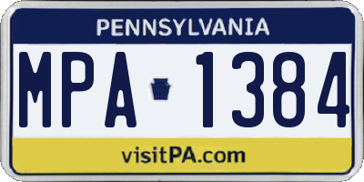PA license plate MPA1384