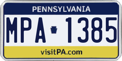 PA license plate MPA1385