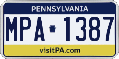 PA license plate MPA1387
