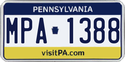 PA license plate MPA1388