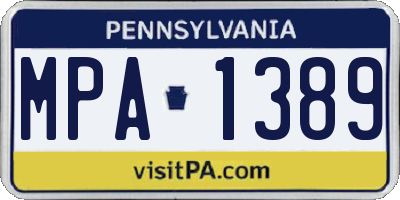 PA license plate MPA1389