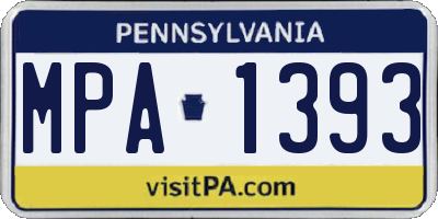 PA license plate MPA1393