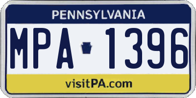 PA license plate MPA1396