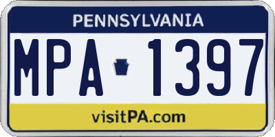 PA license plate MPA1397