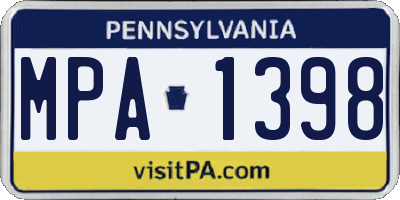 PA license plate MPA1398