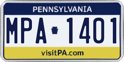 PA license plate MPA1401