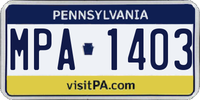 PA license plate MPA1403
