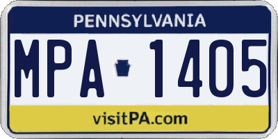PA license plate MPA1405