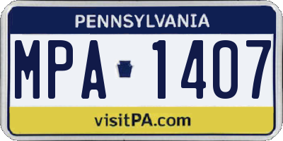 PA license plate MPA1407