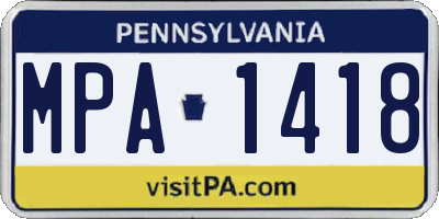 PA license plate MPA1418