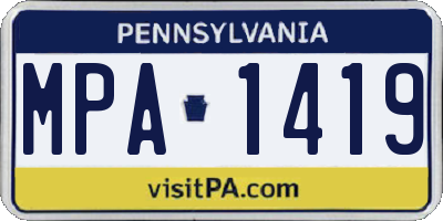 PA license plate MPA1419