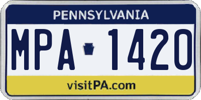 PA license plate MPA1420