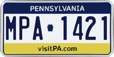 PA license plate MPA1421
