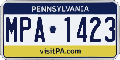 PA license plate MPA1423