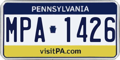 PA license plate MPA1426