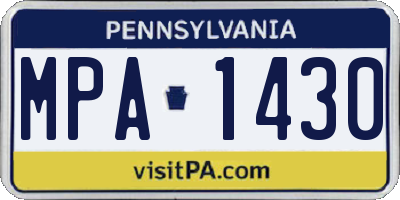PA license plate MPA1430