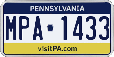 PA license plate MPA1433
