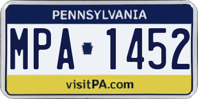 PA license plate MPA1452
