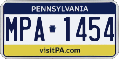 PA license plate MPA1454