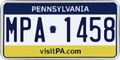 PA license plate MPA1458