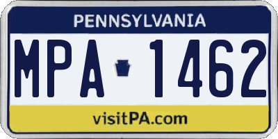 PA license plate MPA1462