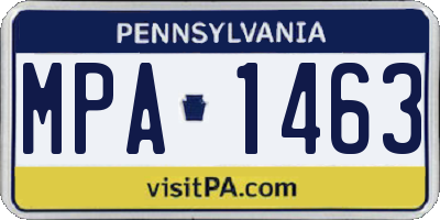 PA license plate MPA1463