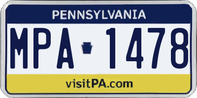 PA license plate MPA1478