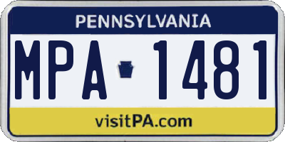 PA license plate MPA1481