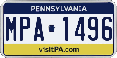 PA license plate MPA1496