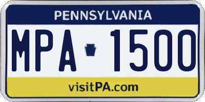 PA license plate MPA1500