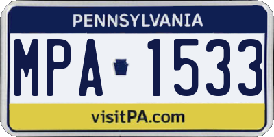 PA license plate MPA1533