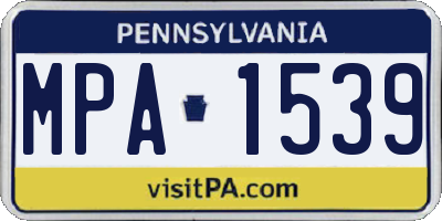 PA license plate MPA1539