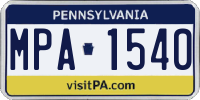 PA license plate MPA1540