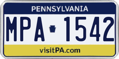 PA license plate MPA1542