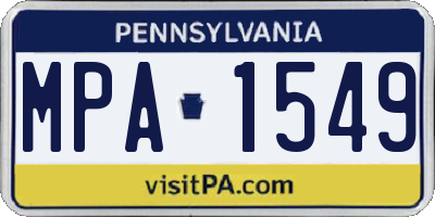 PA license plate MPA1549