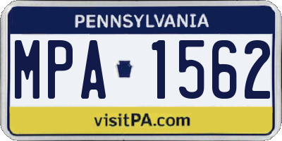 PA license plate MPA1562