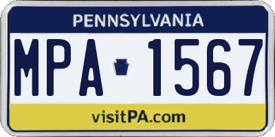 PA license plate MPA1567