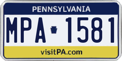 PA license plate MPA1581