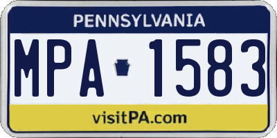 PA license plate MPA1583