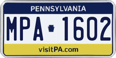 PA license plate MPA1602