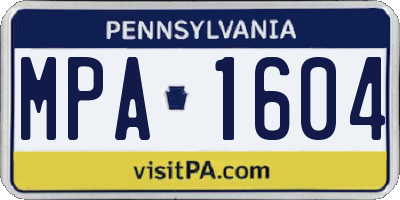 PA license plate MPA1604