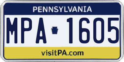 PA license plate MPA1605
