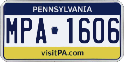 PA license plate MPA1606