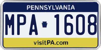 PA license plate MPA1608