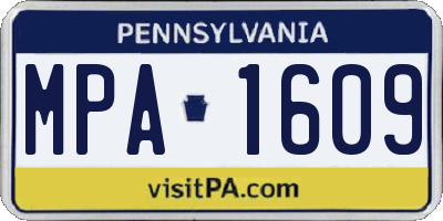PA license plate MPA1609