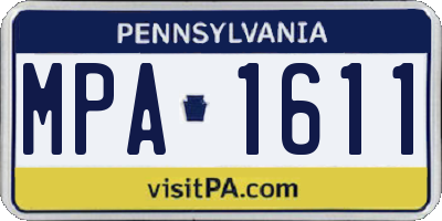 PA license plate MPA1611