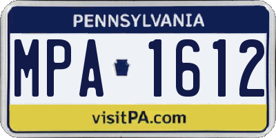 PA license plate MPA1612