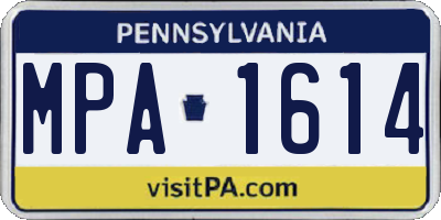 PA license plate MPA1614