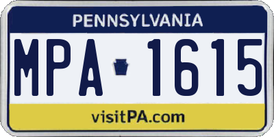 PA license plate MPA1615